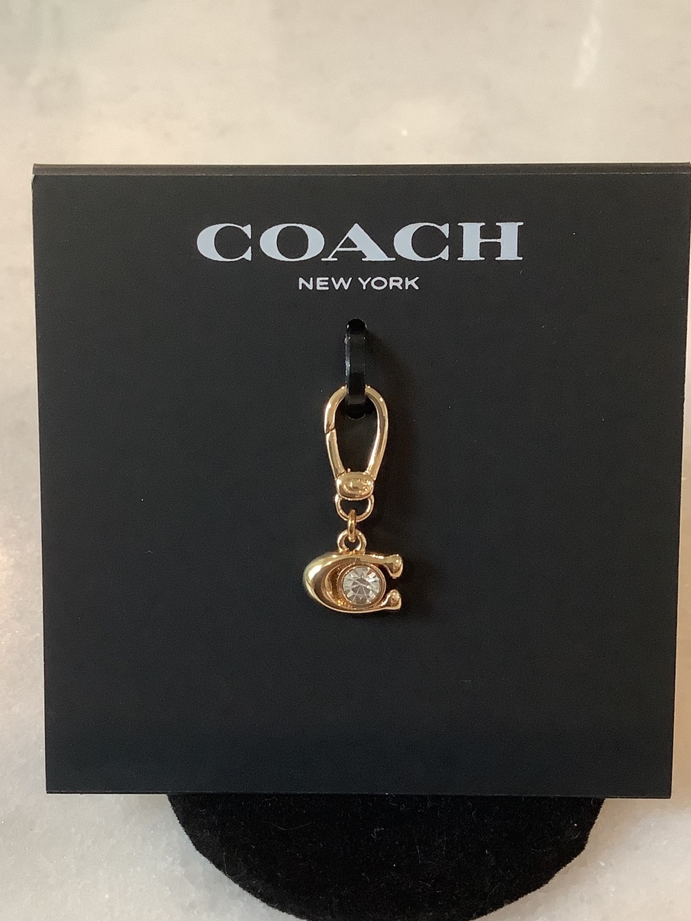 Coach Gold Tone C Logo Charm with Crystal Accent, Brand New